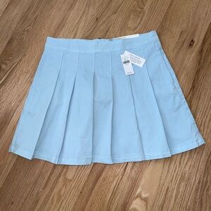 NEW American Eagle Pleated Mini Skirt Light Blue Cotton Lyocell Size 12 Regular